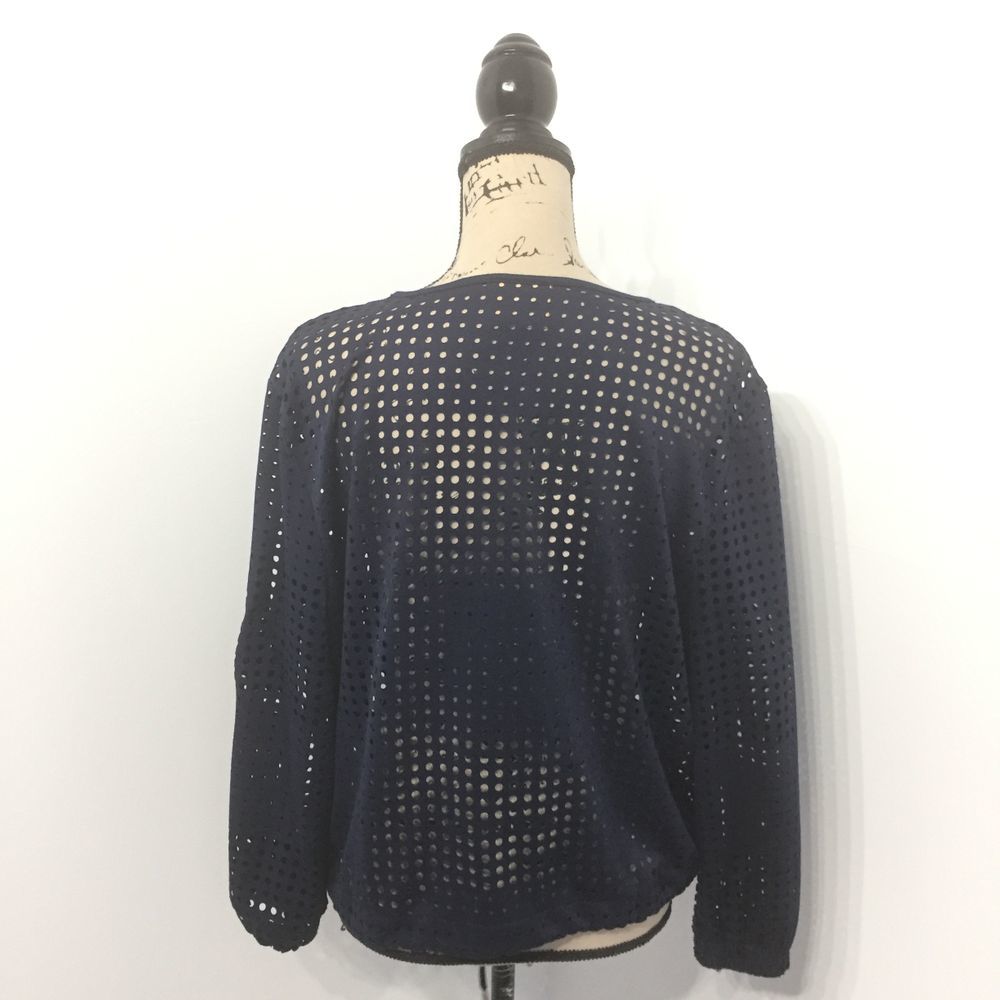 Ruby Rd. Large Jacket Zip Up Navy Blue Long - Picture 4 of 6